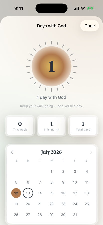 A quiet streak — Bible Widget app screenshot